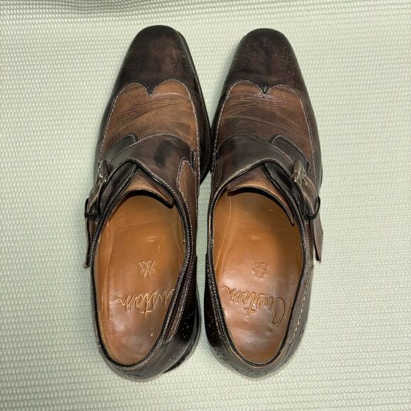 Mezlan Mosca Wingtip Loafer Monkstrap Shoes Genuine Antique Italian Calfskin main image 4